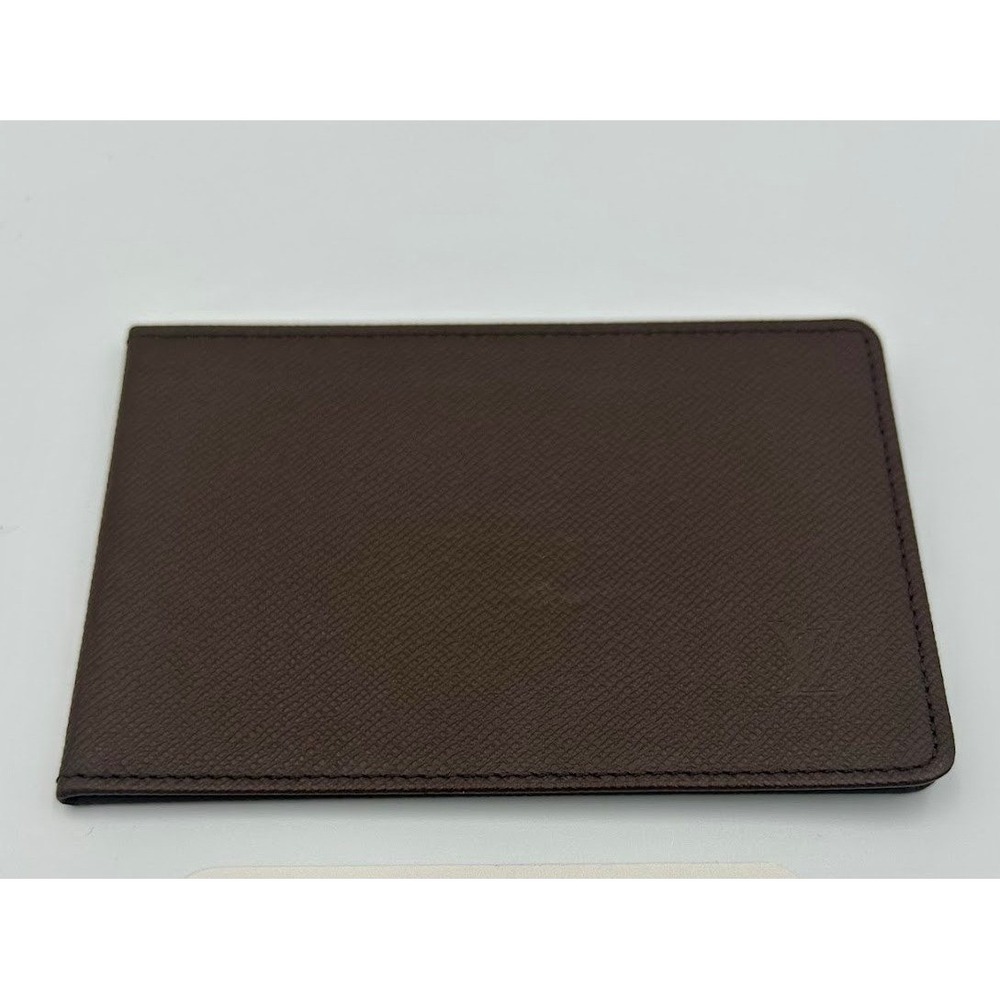 Louis Vuitton Taiga Leather Bifold ID Card Holder Brown Wallet with COA - Picture 2 of 9